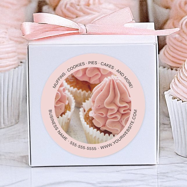 Adesivo Folha de Fotos Personalizada (Personalized Photo Bakery Classic Round Sticker by MINTIC DESIGN STUDIO)