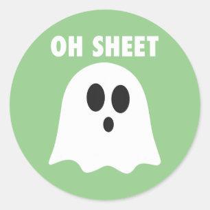 Adesivo Folha de Halloween Humorável Pun Fantasma Oh Folha