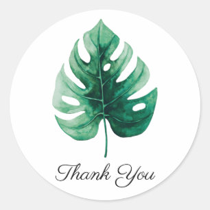 Adesivo Folha de Monstera em Aquarela Tropical Verde Obrig