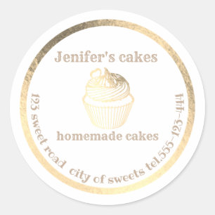 Adesivo Folha de ouro cupcakes caseiros e embalagens