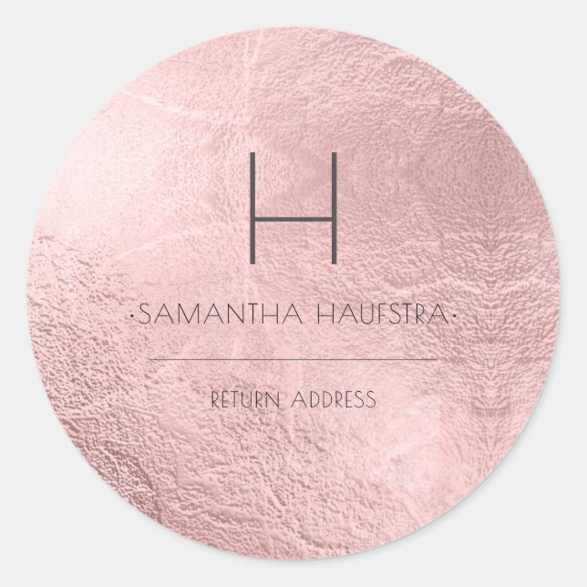 Adesivo Folha de Rosa de Ouro do PixDezines Monograma Faux (Frente)