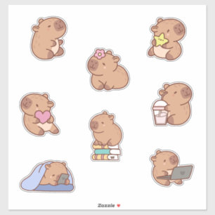 Adesivo Folha de Sticker de Capybara Doodle