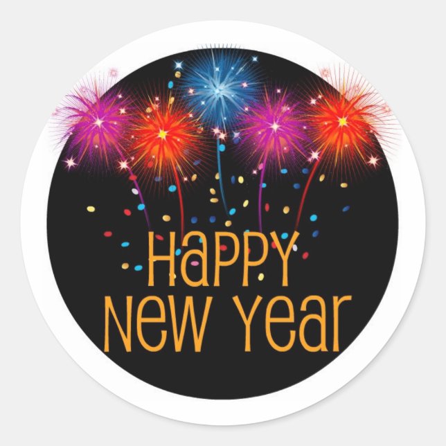 Adesivo Folha do feliz ano novo (Frente)