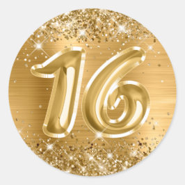 Adesivo Folha Glittery Gold Número 16 Aniversário