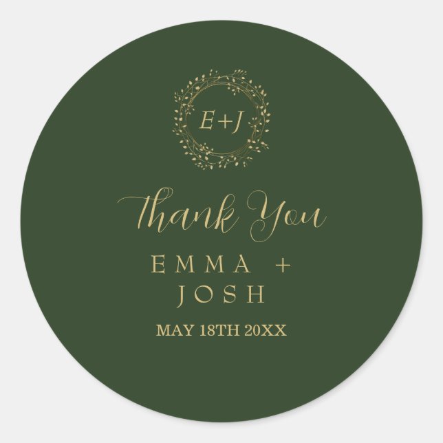 Adesivo Folha mínima | Casamento por Monograma Formal Verd (Frente)