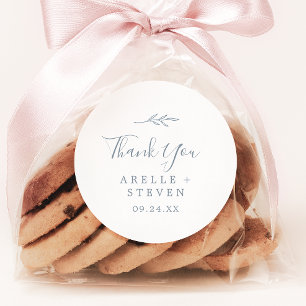 Adesivo Folha mínima Dusty Blue Obrigado Favor Sticker