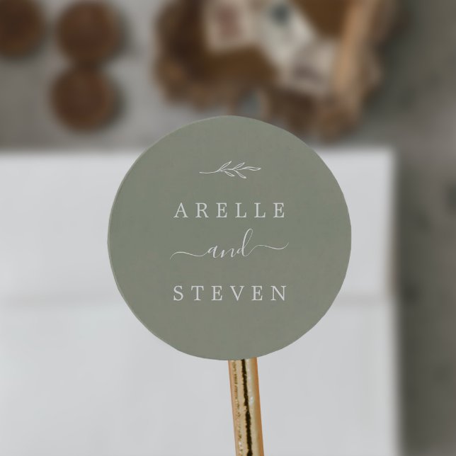 Adesivo Folha mínima | Sage Green Wedding Envelope Seals (Criador carregado)