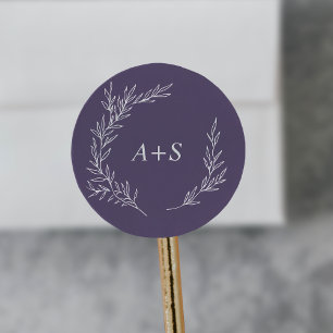 Adesivo Folha mínima   Selos De Envelope Monograma Em Plum