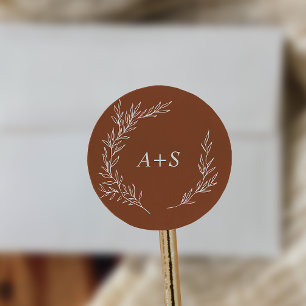 Adesivo Folha mínima   Selos De Envelope Terracotta Monogr