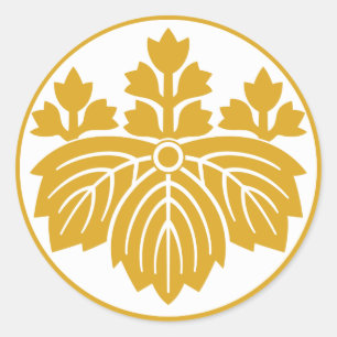 Adesivo Folha pontiaguda Paulownia com 53 florins no bolo