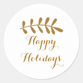 Adesivo Folha Rústica Dourada Elegante Simples Branco