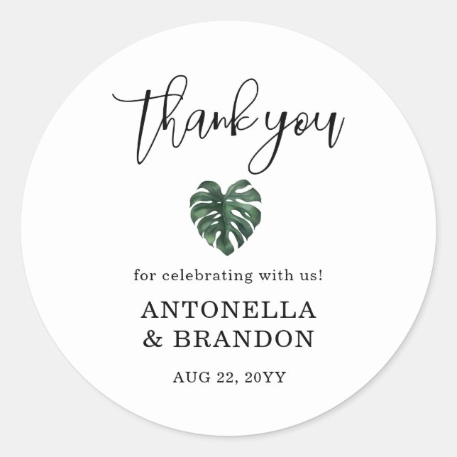 Adesivo Folha Verde de Monstera Casamento (Frente)