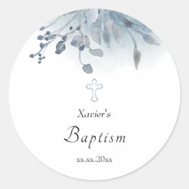 Adesivo folhagem azul-aquarela Baptismo