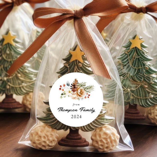 Adesivo Folhagem Botânica Clássica de Natal Elegante (Criador carregado)