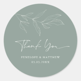 Adesivo Folhagem de Desenho de Linha Obrigado Sticker