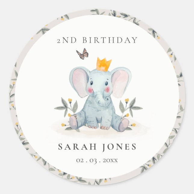 Adesivo Folhagem de Elefantes da Madeira a Qualquer Aniver (Frente)