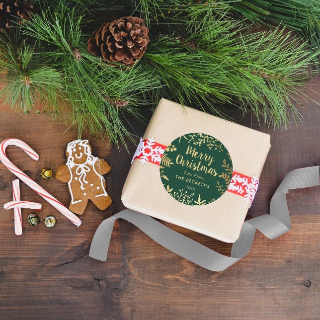 Adesivo Folhagem de Natal em Folha de Ouro Moderna (Criador carregado)