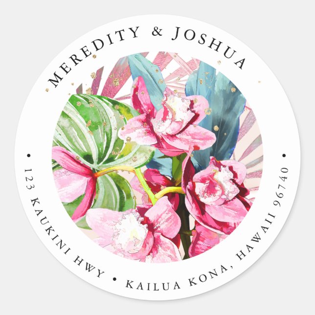 Adesivo Folhagem de Prata Orquídea de Cymbidium Rosa PixDe (Frente)