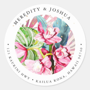 Adesivo Folhagem de Prata Orquídea de Cymbidium Rosa PixDe