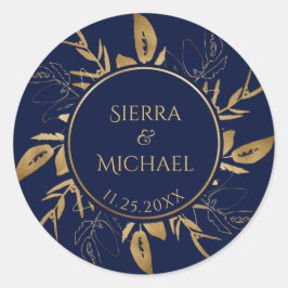 Adesivo Folhagem do ouro | Casamento Azul-Marinho Dourado 