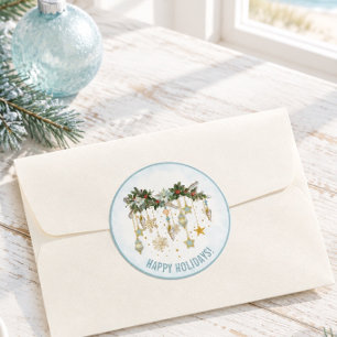 Adesivo Folhagem e Ornamentos de Natal Tropical Costeiro