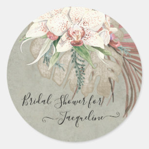 Adesivo Folhagem Floral da Orquídea Branca de Praia Tropi