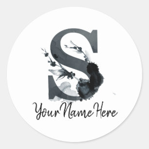 Adesivo Folhagem Floral Monograma S Dark Herb