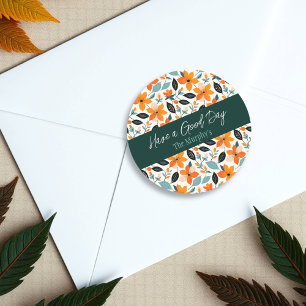 Adesivo Folhagem Laranja e Azul e Flores Personalizadas