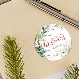 Adesivo Folhagem Natalina Festiva em Aquarela Natal Feliz