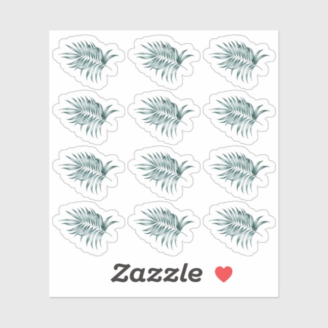 Adesivo Folhagem Tropical Folha Folha de Folha Verde Aquar (Folha)