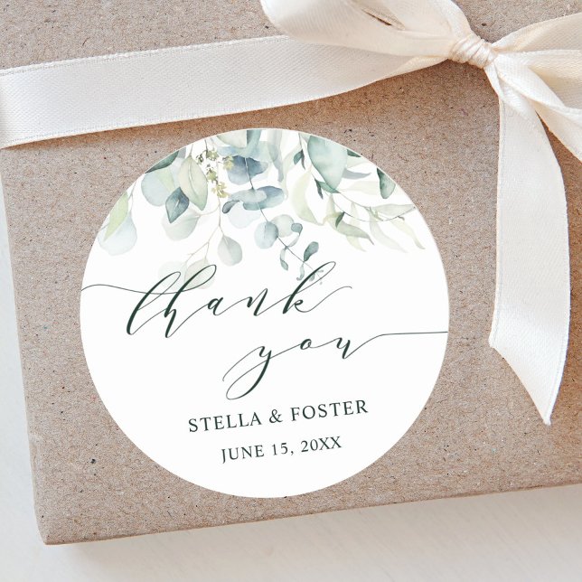 Adesivo Folhagem Verde de Aquarela Obrigado (Criador carregado)