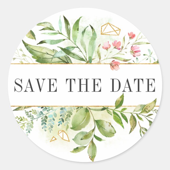 Adesivo Folhagem Verde Floral Selvagem Watercolor Salvar a (Frente)