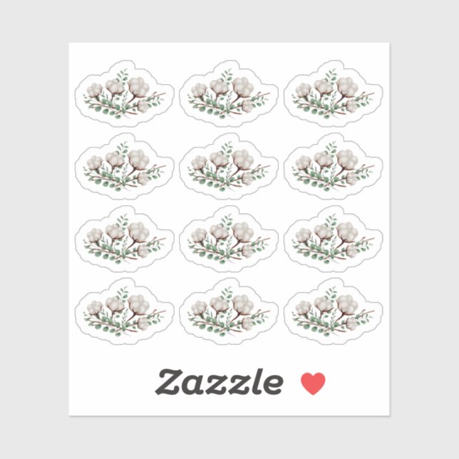 Adesivo Folhagem Verde Rustic Southern Cotton Boll Flores (Folha)