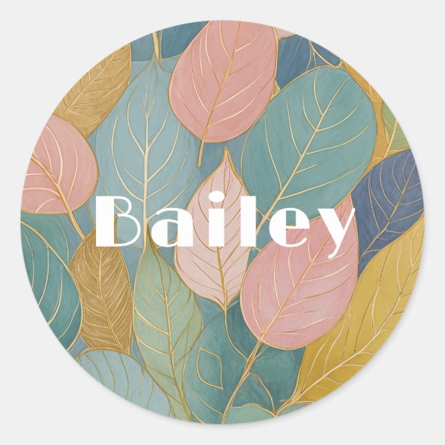Adesivo Folhagem Whimsical: Pastel Deixa O Classic Round S (Frente)