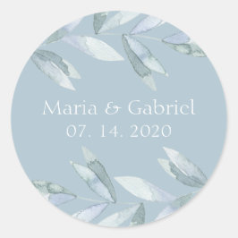 Adesivo Folhas azuis empoeiradas Casamento personalizado