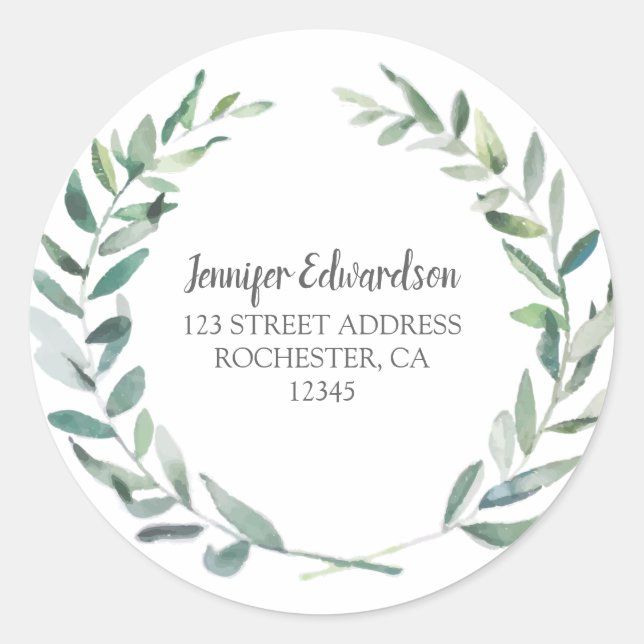 Adesivo Folhas botânicas de aquarela retornam selos (Frente)