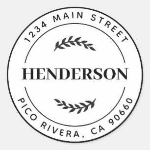 Adesivo Folhas Botânicas Endereço de Devolução Redondo Mod