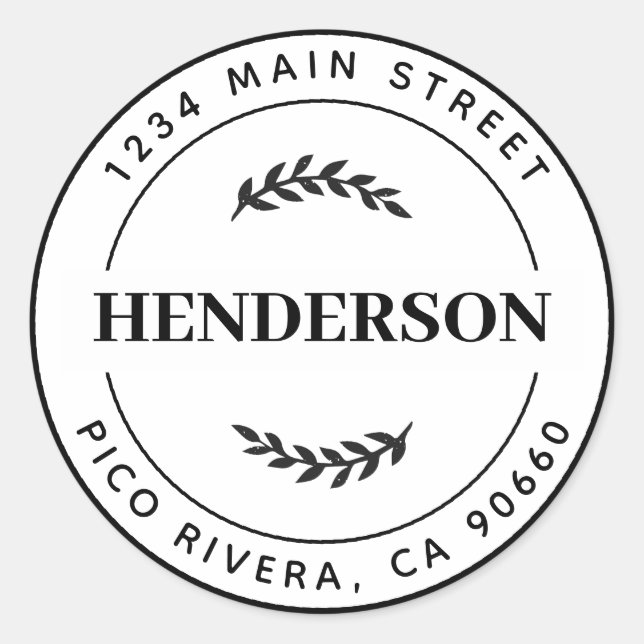 Adesivo Folhas Botânicas Moderno Endereço de Devolução Red (Frente)