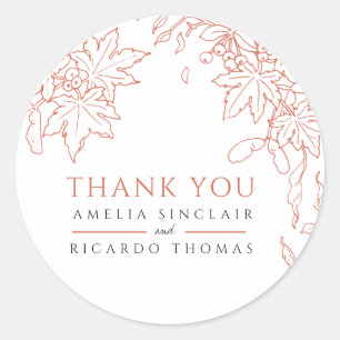 Adesivo Folhas caídas desenho do favor de casamento laranj