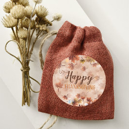 Adesivo Folhas Castanhas de Outono Feliz Dia de Ação de Gr