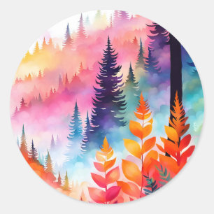Adesivo Folhas Coloridas N Árvores da floresta em Montanha