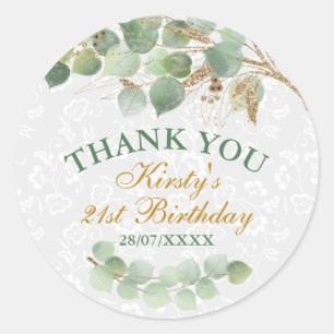 Adesivo Folhas de Aquarela Dourado Brilho Aniversário