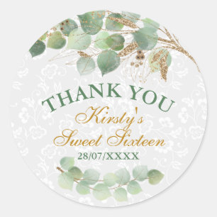 Adesivo Folhas de Aquarela Dourado Brilho Sweet Sixteen