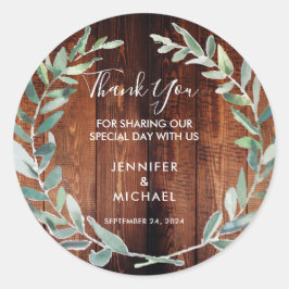 Adesivo Folhas de aquarela madeira Casamento Obrigado Por