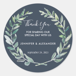 Adesivo Folhas de aquarela madeira Casamento Obrigado Por