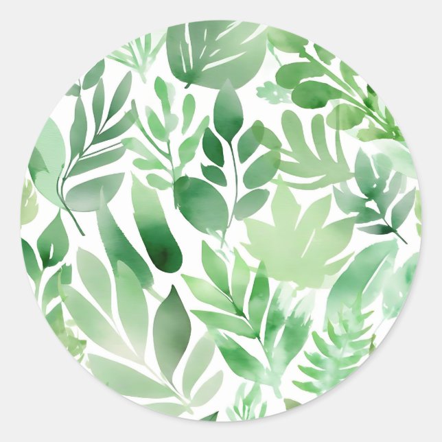 Adesivo Folhas de Aquarela Verde Sage (Frente)