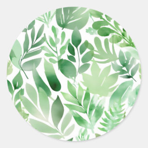 Adesivo Folhas de Aquarela Verde Sage