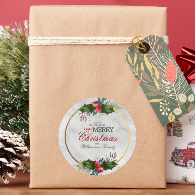 Adesivo Folhas de Azevinho Feliz Natal (Feriado)