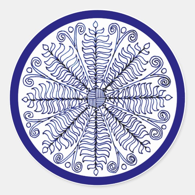 Adesivo Folhas de Fern Azul-Sticker (Frente)