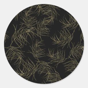 Adesivo Folhas de Glamour Tropical Preto e Dourado Casamen